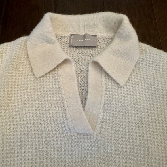 New Everlane The Alpaca Waffle-Stitch Polo | Snow (Ivory) | Size M - Picture 5 of 8